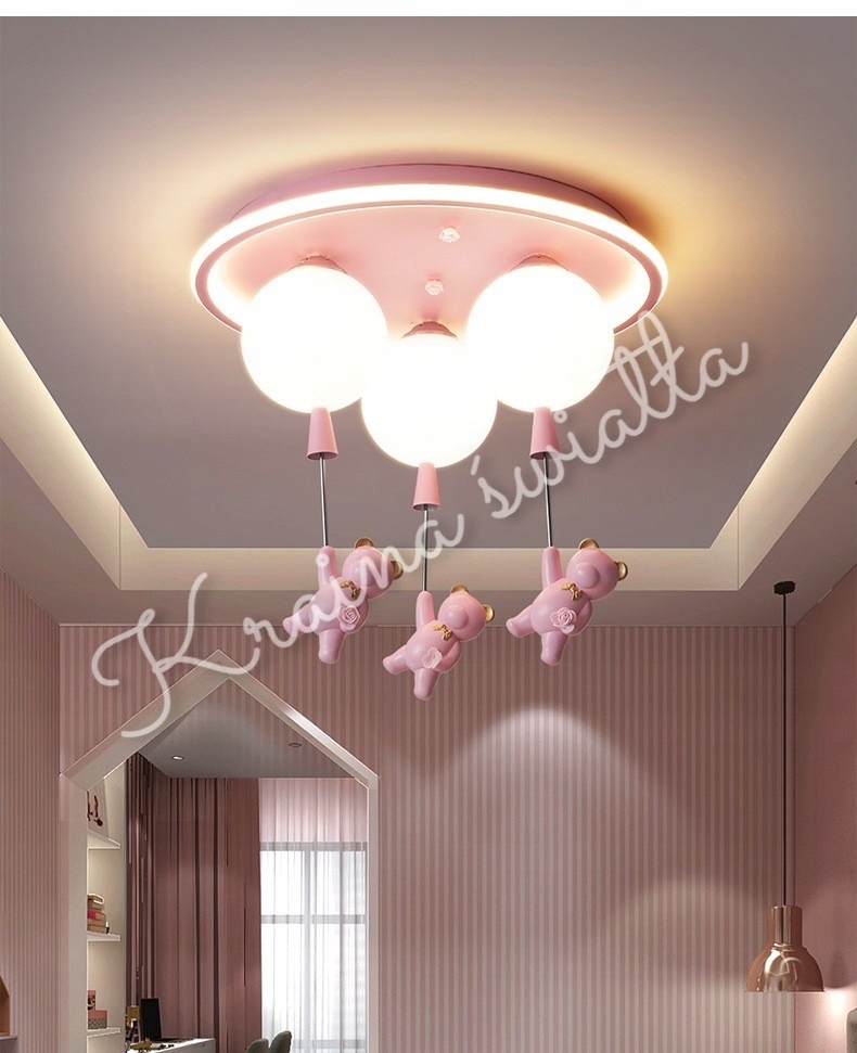 UROCZA LAMPA SUFITOWA MIŚ BALONY MISIE BALON POKÓJ DZIECKA LED + E27