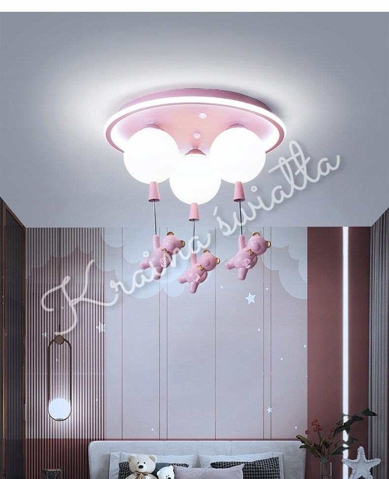 UROCZA LAMPA SUFITOWA MIŚ BALONY MISIE BALON POKÓJ DZIECKA LED + E27
